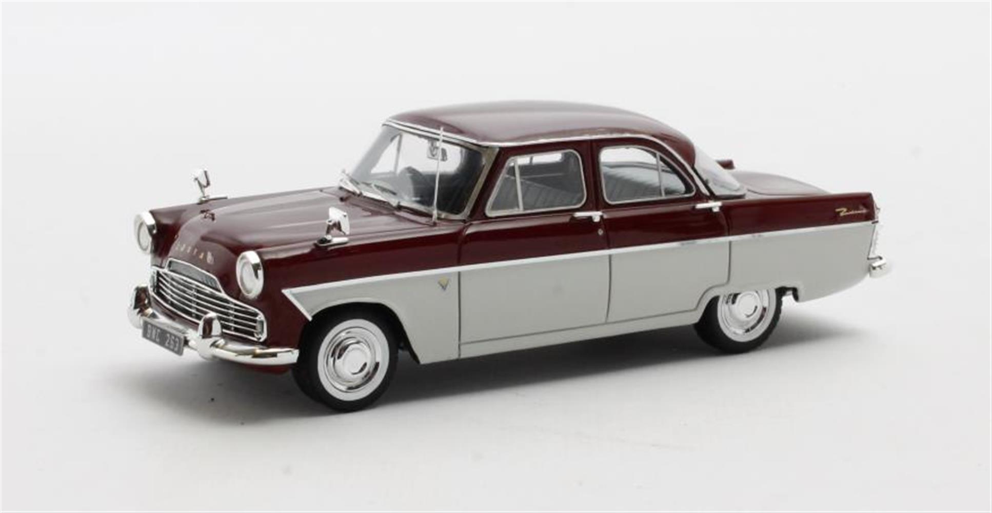 Ford Zodiac 206E 1959-1962 Maroon/Grijs - 1:43